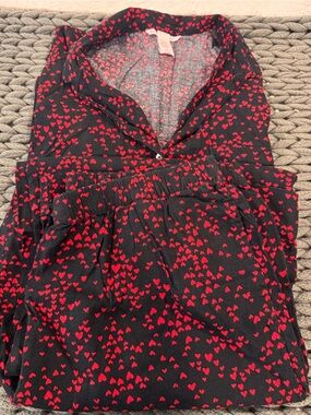 Victoria's Secret Black Knit Two-Piece with Red Heart Motif